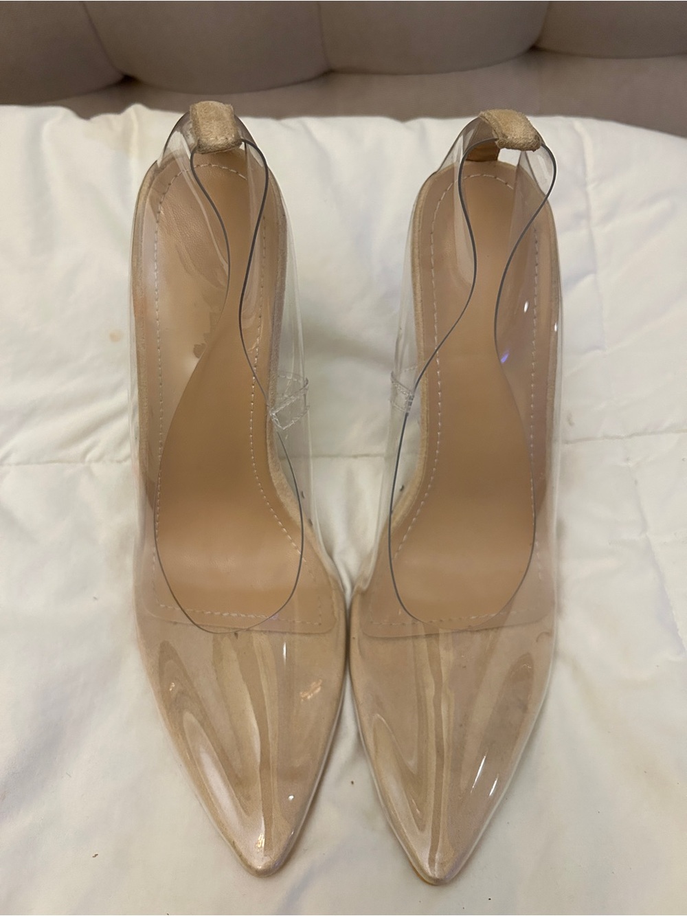 Transparent Nude Pointed Toe Pumps